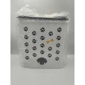 Tupperware Puppy Treat Food Container Pet Large White New Paw Print Flip Top